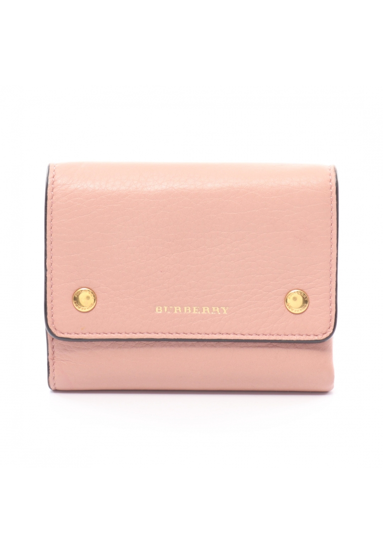 二奢 Pre-loved Burberry trifold wallet compact wallet leather Light pink