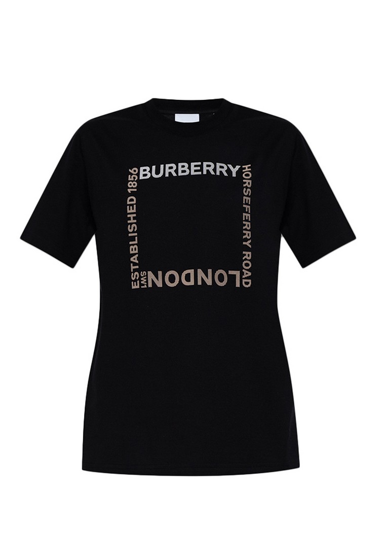 BURBERRY Burberry Horseferry Square Print Cotton T恤(黑色)