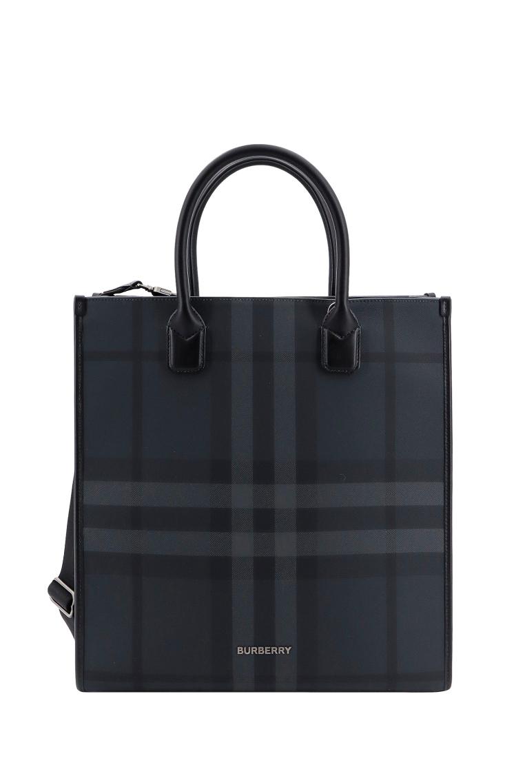 Burberry Coated canvas handbag with check motif - BURBERRY - Grey