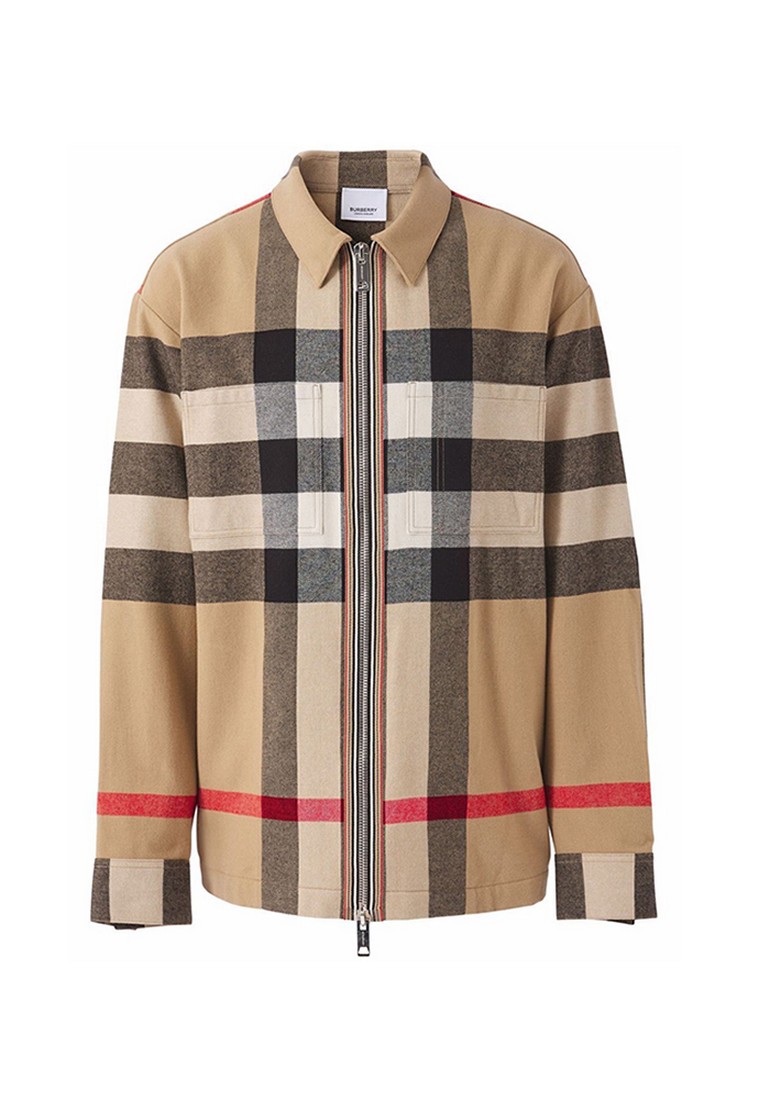 Burberry Exaggerated Check Wool Cotton 襯衫(杏色)