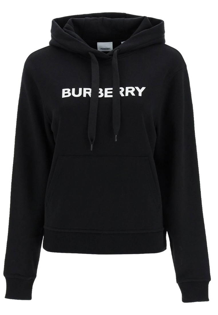 Burberry Logo Print Cotton 兜帽衛衣(黑色)