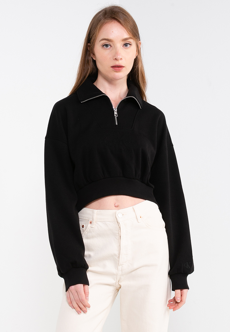Modern Function Embossed Half Zip Polo Neck Sweatshirt - Calvin Klein Jeans