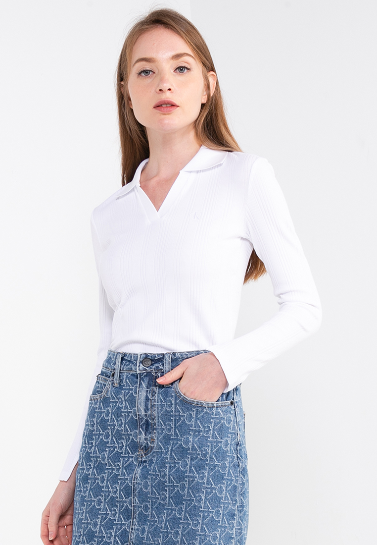 Monologo Rib Knit Slim Polo Shirt - Calvin Klein Jeans