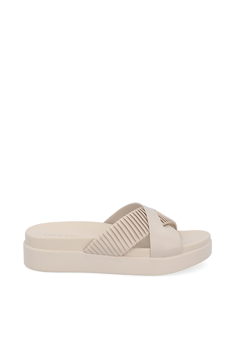 Carlo Rino Medium Beige Moxie Cross-Strapped Flats