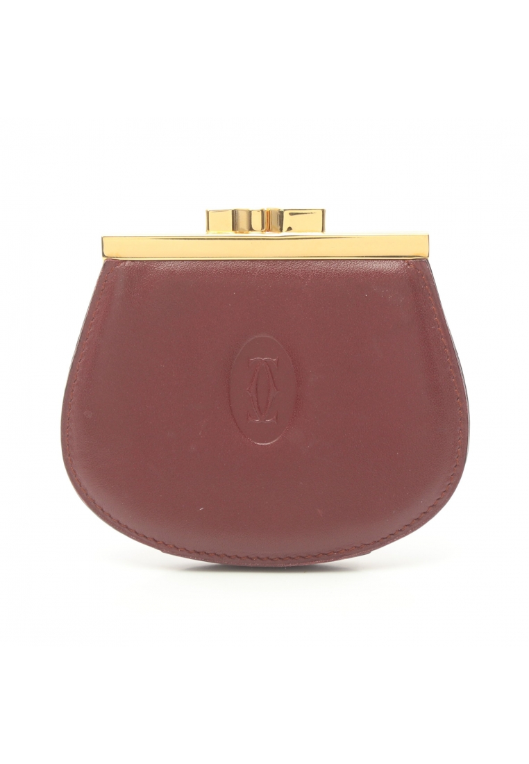 二奢 Pre-loved Cartier mast line clasp coin purse leather Bordeaux