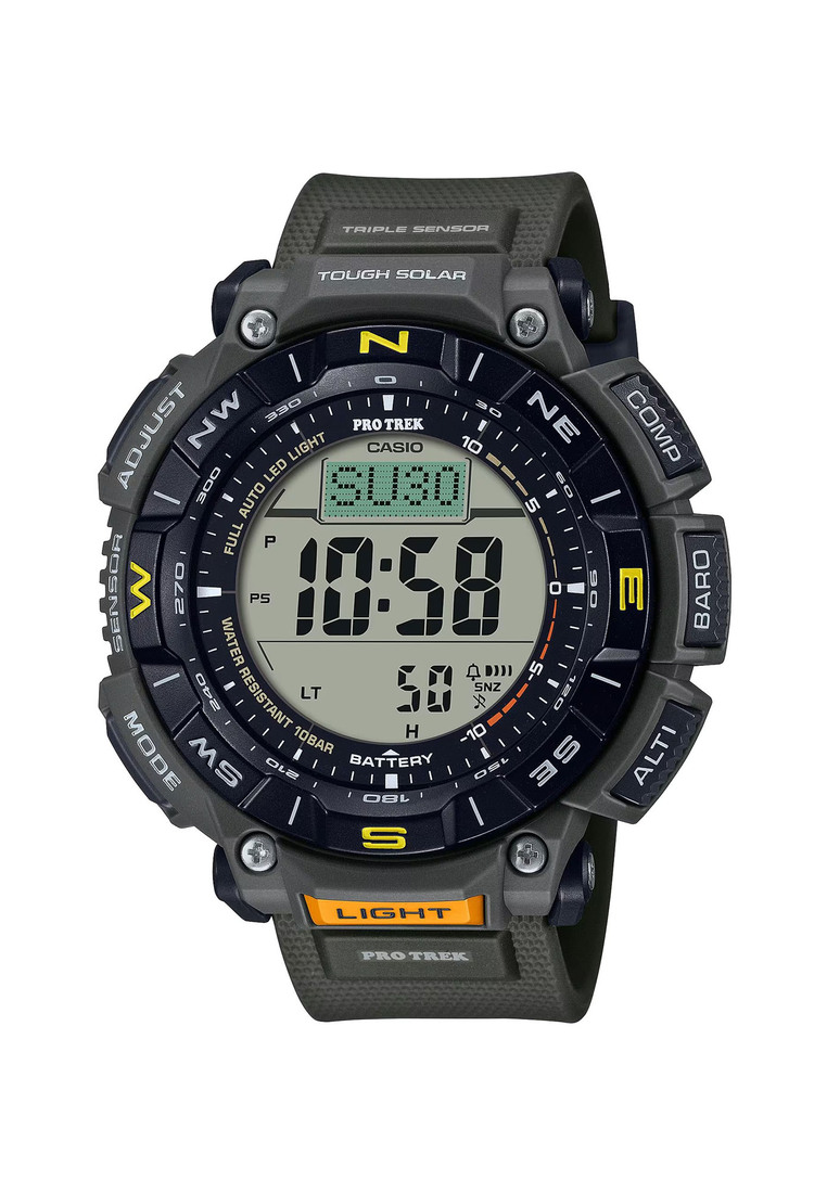 CASIO Casio PRO TREK PRG-340-3 Digital Solar Powered Men's Watch | Army Green Resin Band | Ideal for Climbing