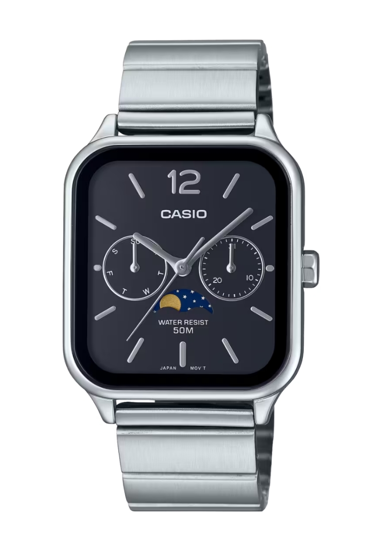 CASIO Casio 月相方形防水休閒指針手錶 (MTP-M305D-1A)