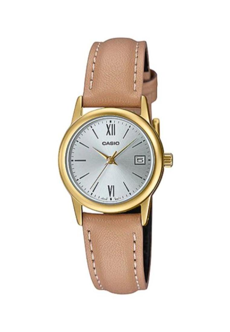 CASIO Casio Women's Analog LTP-V002GL-7B3 Brown Leather Watch