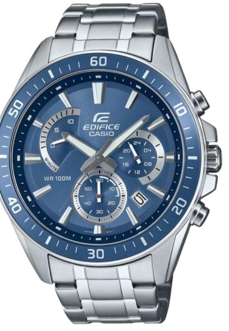 Casio Edifice 藍色錶盤銀色不鏽鋼錶帶男錶 EFR-552D-2AVUDF