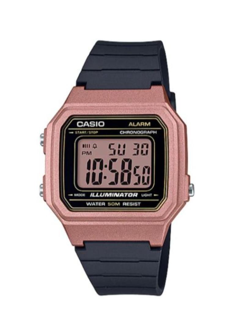 Casio Men's Digital Watch W-217HM-5AV Rose Gold Dial with Black Resin Band Watch for Men
