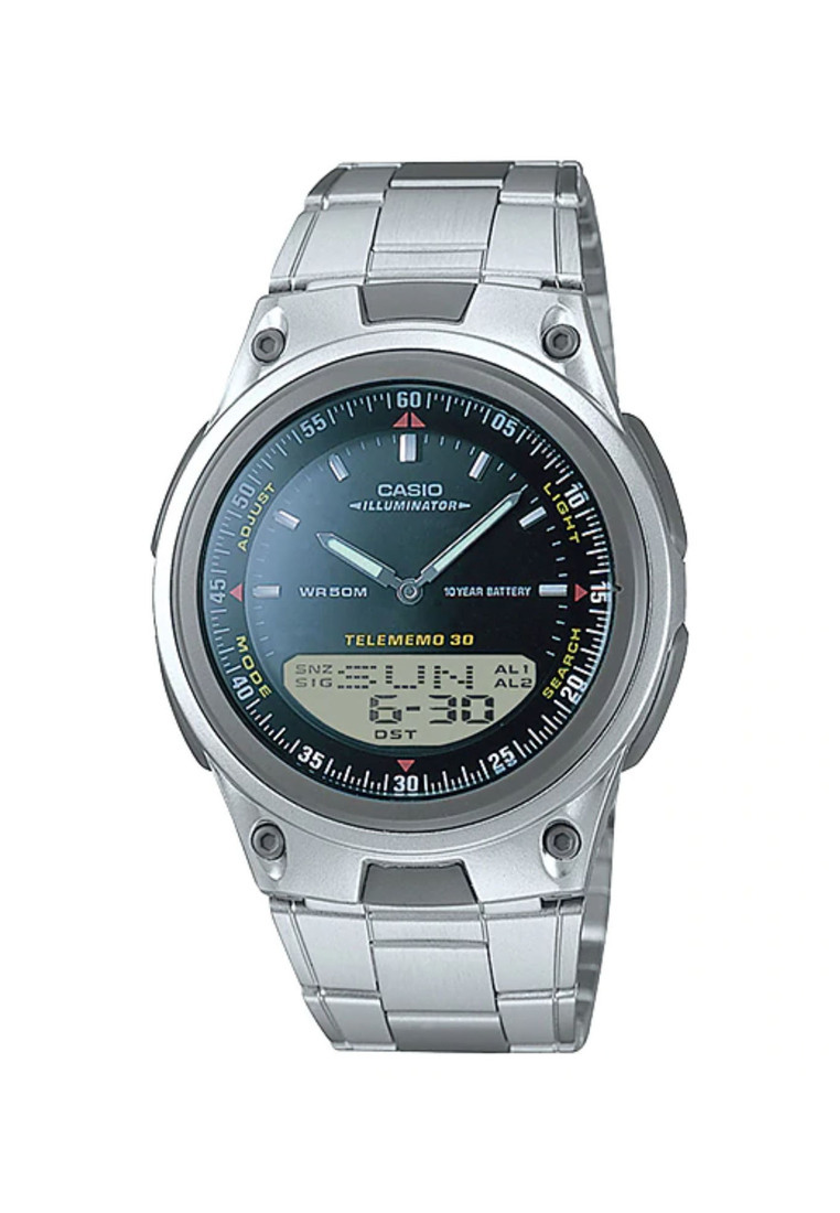 CASIO Casio Men Analog-Digital Watch AW-80D-1AV Silver Stainless Steel Strap