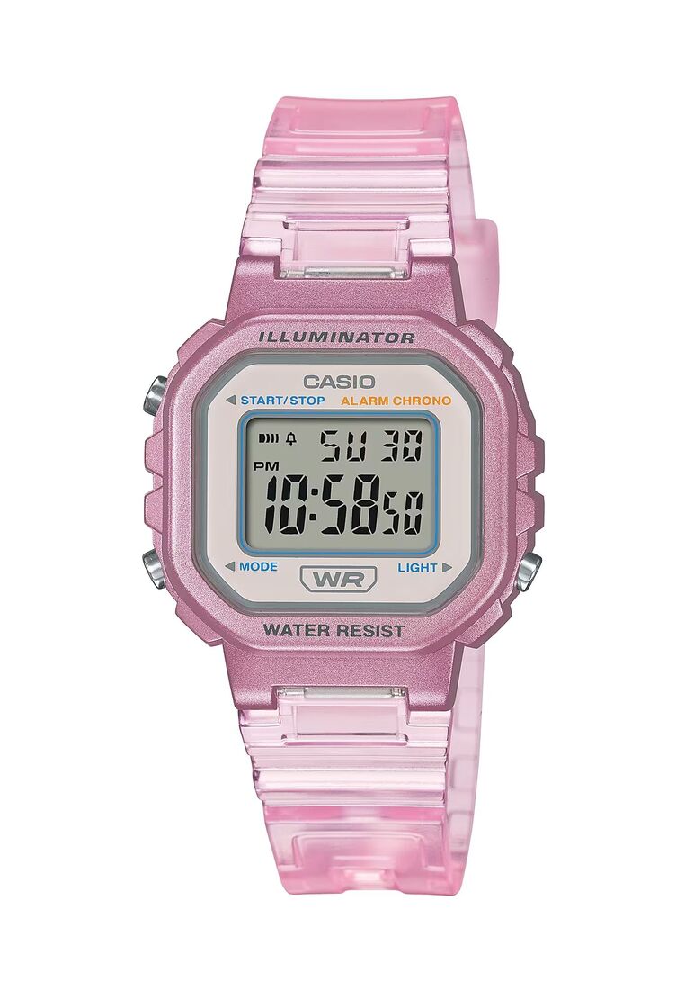 Casio Pop Series LA-20WHS-4A Kids Pink Transparent Resin Band Digital Watch