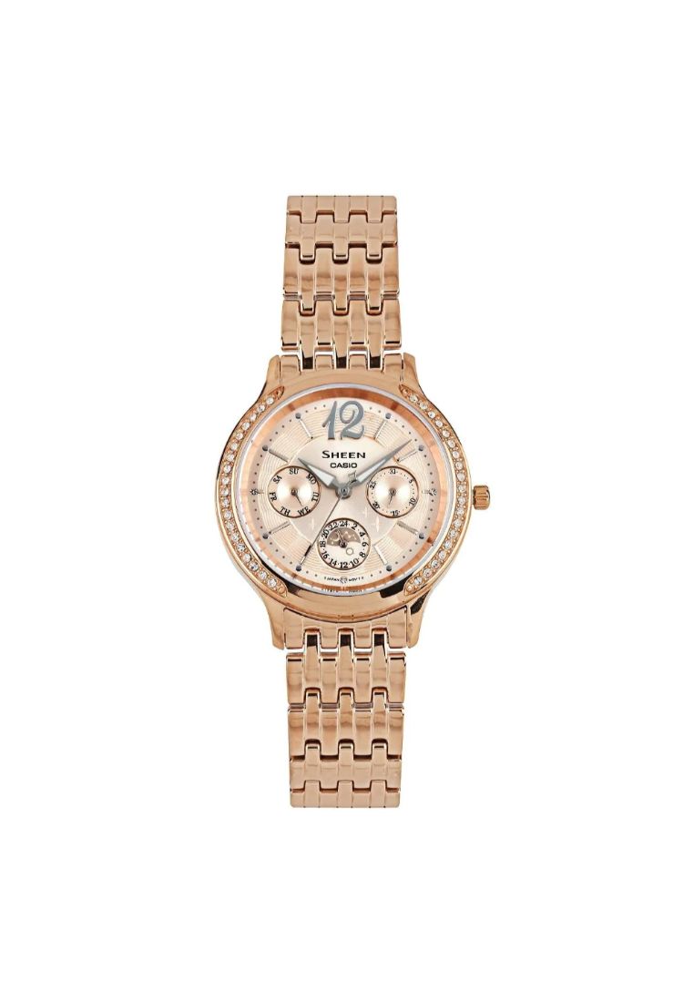 CASIO SHEEN SHE-3030PG-9AUDR MULTI-HAND ROSE GOLD STAINLESS STEEL WOMEN'S WATCH