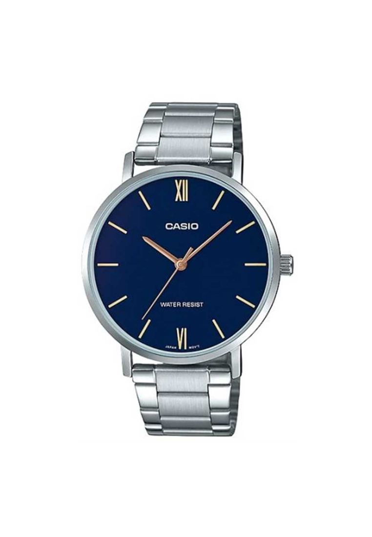 Casio General Blue Dial Silver Stainless Steel Strap Men Watch MTP-VT01D-2BUDF