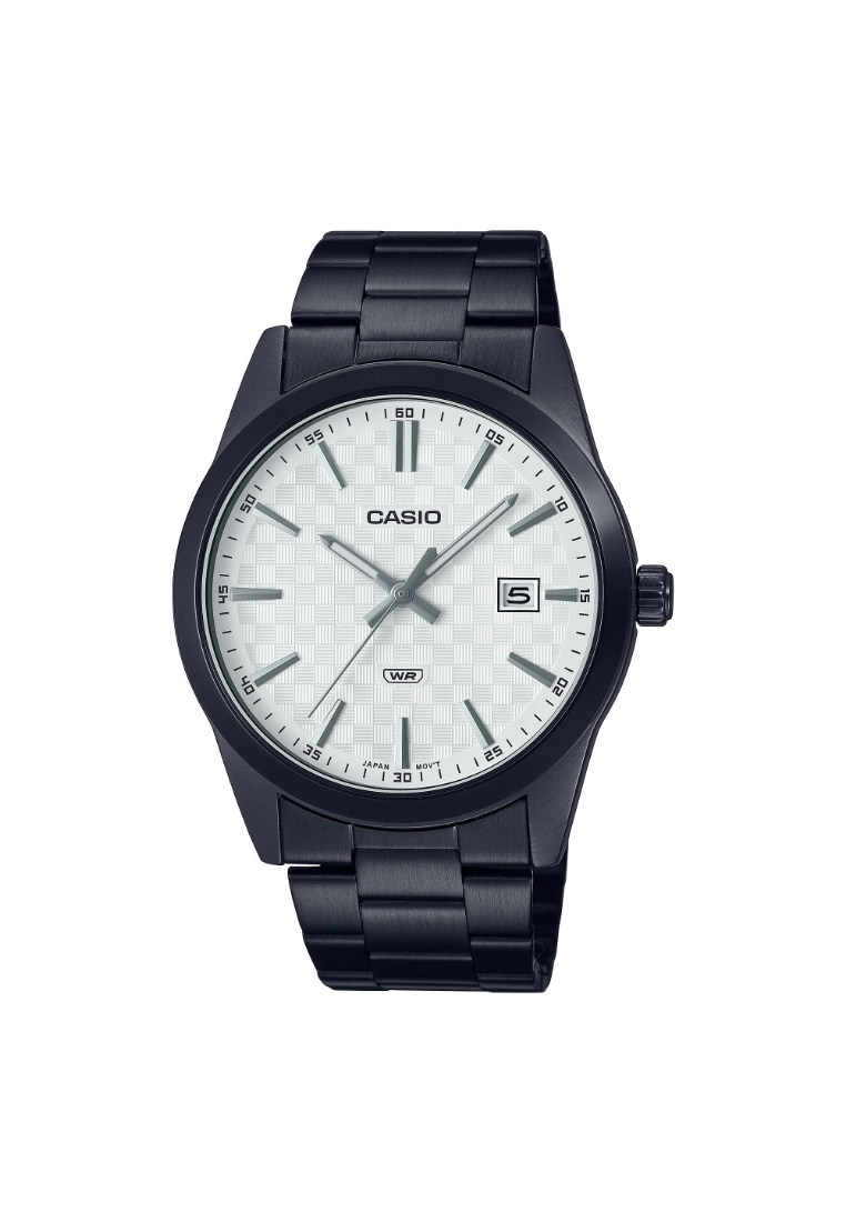 Casio General White Dial With Black Stainless Steel Strap Men Watch MTP-VD03B-7AUDF