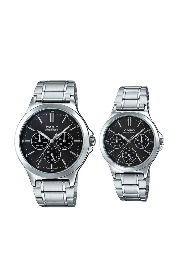 Casio Couple Chronograph Watch MTP/LTP-V300D-1A Silver Stainless Steel Strap