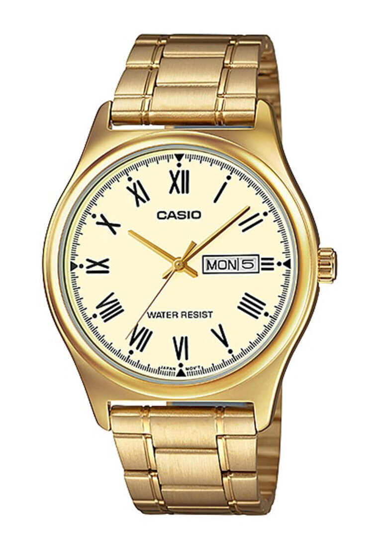 CASIO Casio Men Analog Watch MTP-V006G-9B Gold Stainless Steel Strap