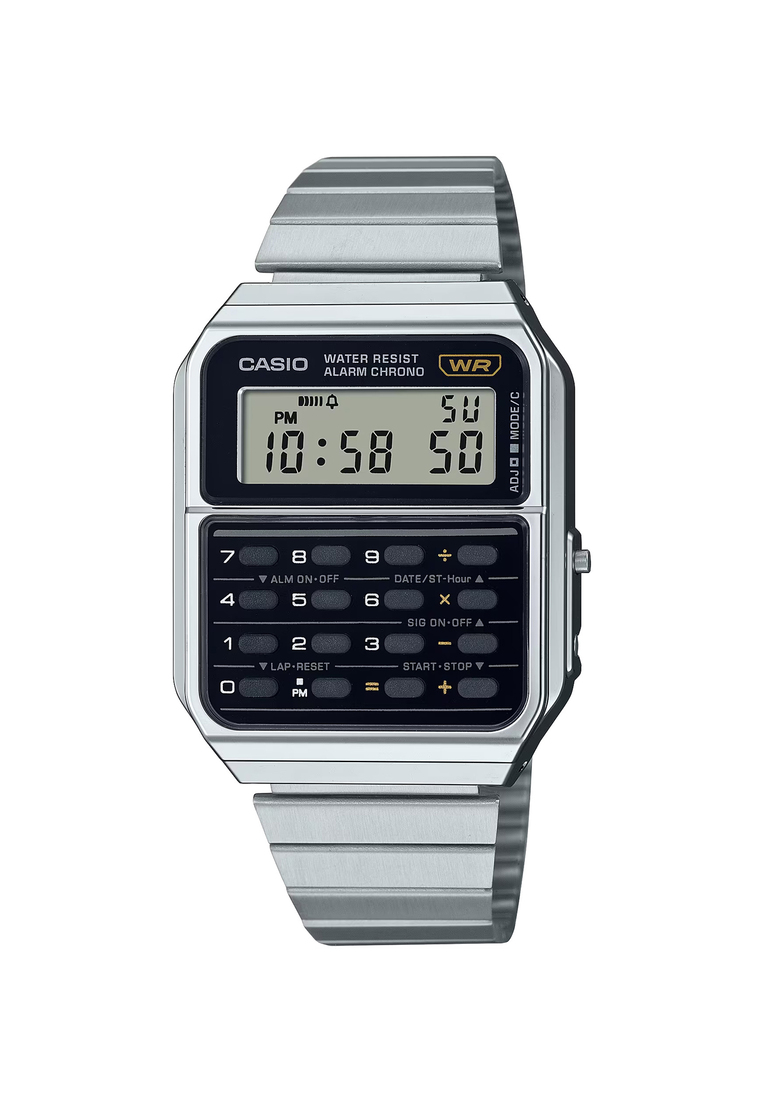 Casio Vintage Men's Digital Calculator Watch CA-500WE-1ADF Silver Stainless Steel Strap