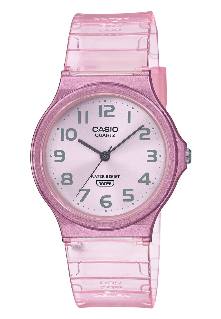 Casio Pop Series Unisex Analog Watch MQ-24S-4B with Pink Transparent Resin Band