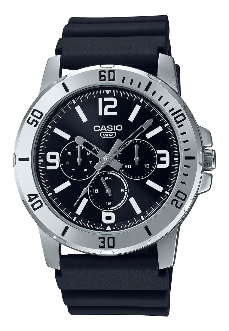 Casio Men's Analog Watch MTP-VD300-1B with Black Resin Band