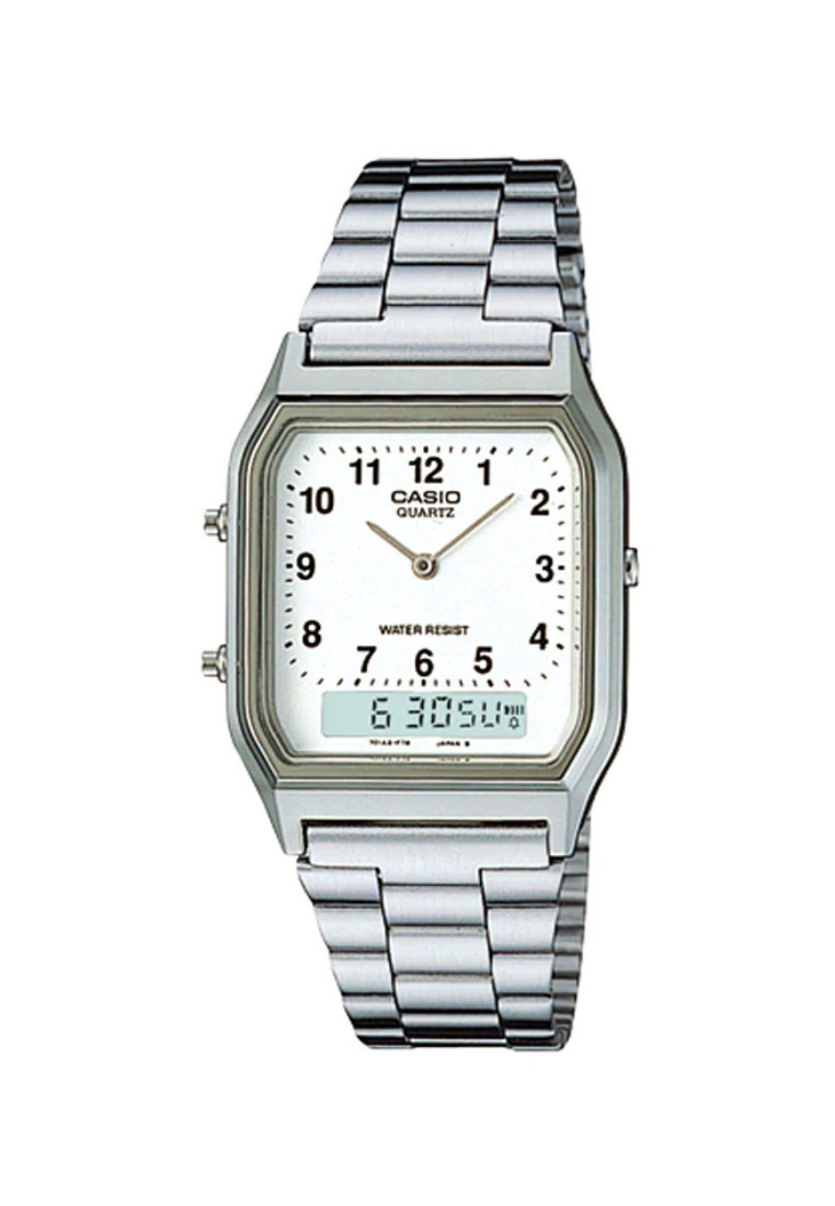 CASIO Casio Men Analog-Digital Watch AQ-230A-7BMQ Silver Stainless Steel Strap