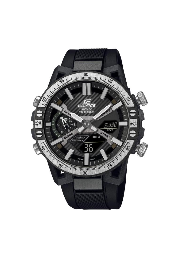 Casio Edifice 黑色錶盤樹脂錶帶男士手錶 ECB-2000TP-1AVDF-P
