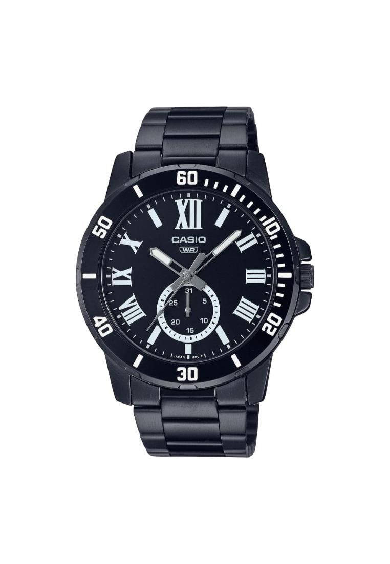 Casio 通用黑色不鏽鋼男士手錶 MTP-VD200B-1BUDF-P