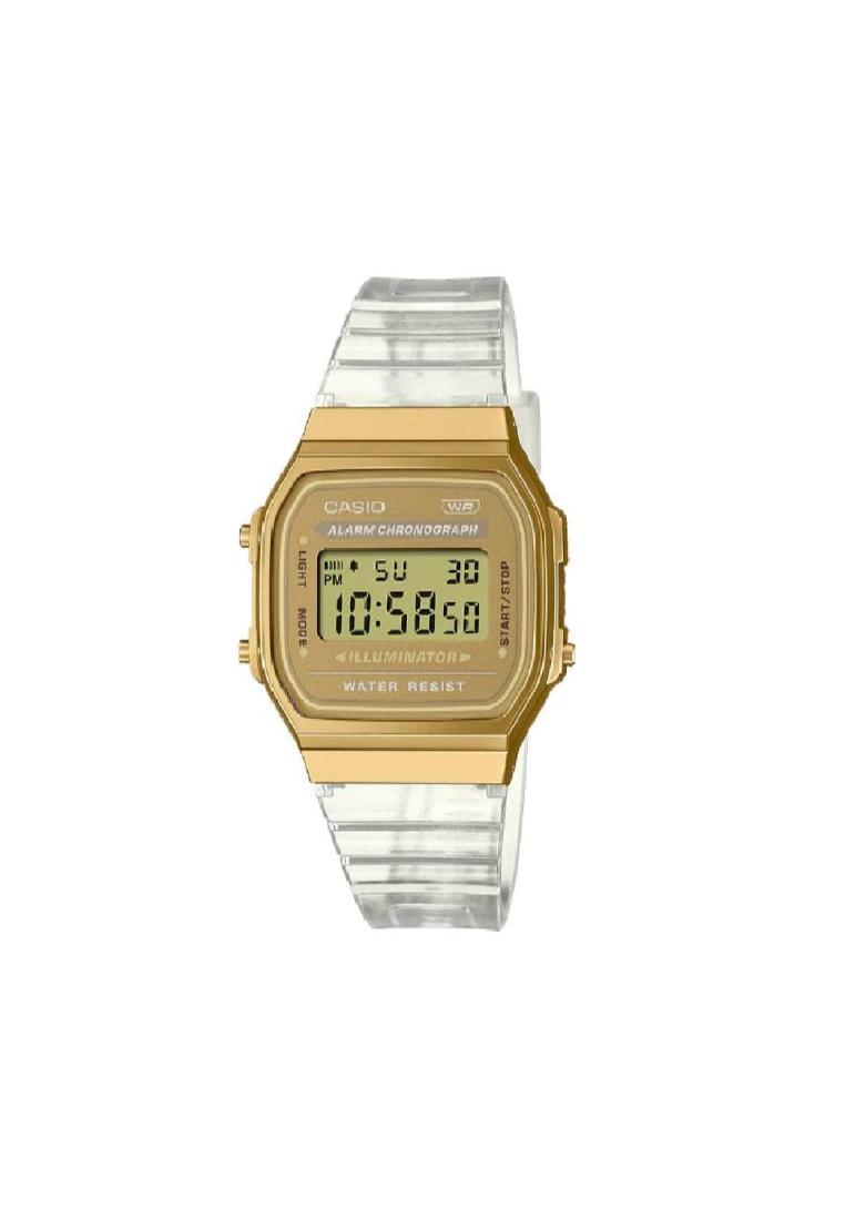 Casio 復古透明樹脂錶帶數位手錶 A168XESG-9ADF-P