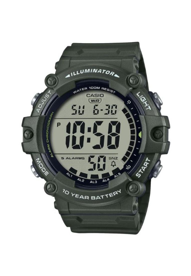 Casio Men's Digital Watch AE-1500WHX-3A Green Resin Strap Watch for Men