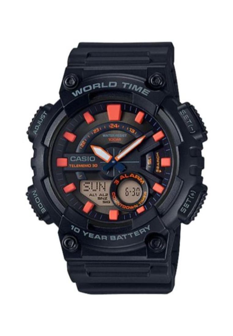 Casio Men's Analog-Digital Watch AEQ-110W-1A2 Black Resin Band Men Sport Watch