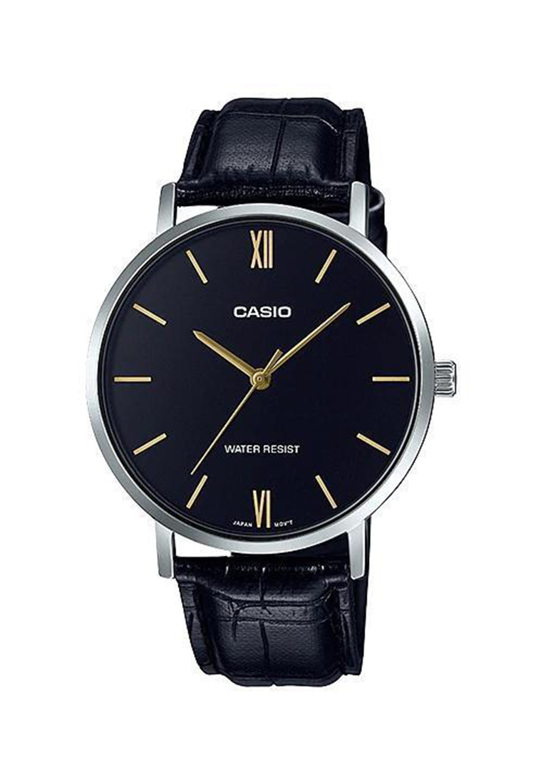 Casio Stylish Leather Watch (MTP-VT01L-1B)