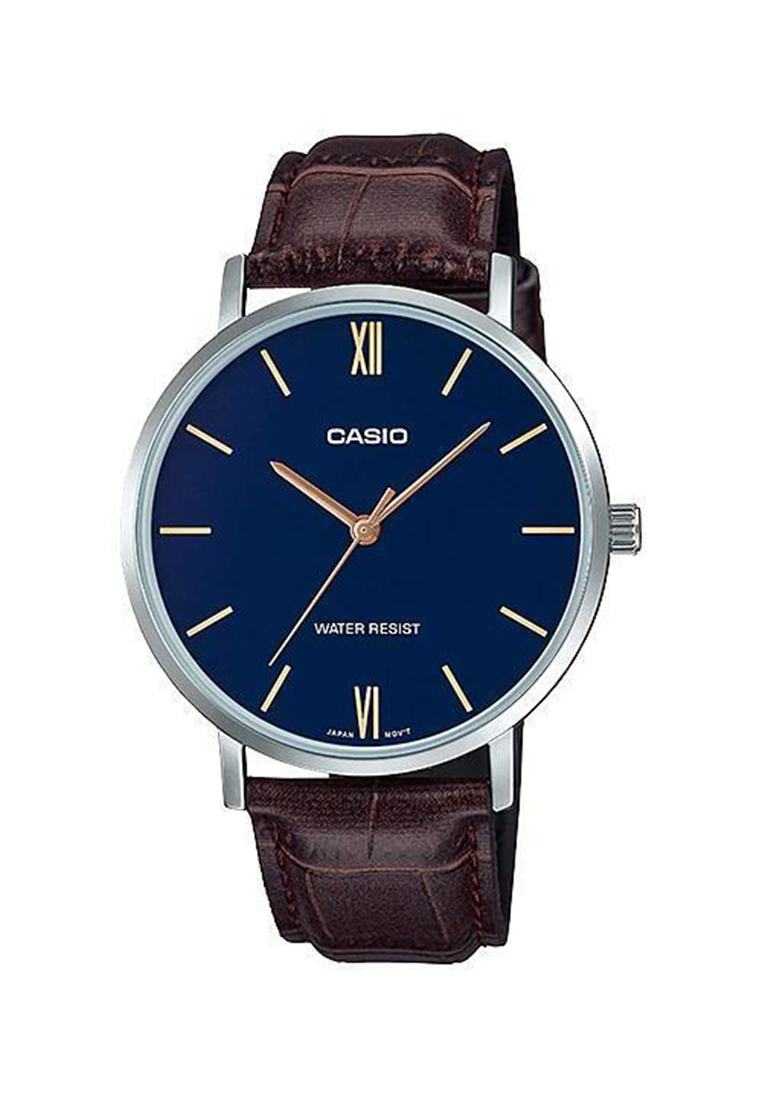 Casio Stylish Leather Watch (MTP-VT01L-2B)