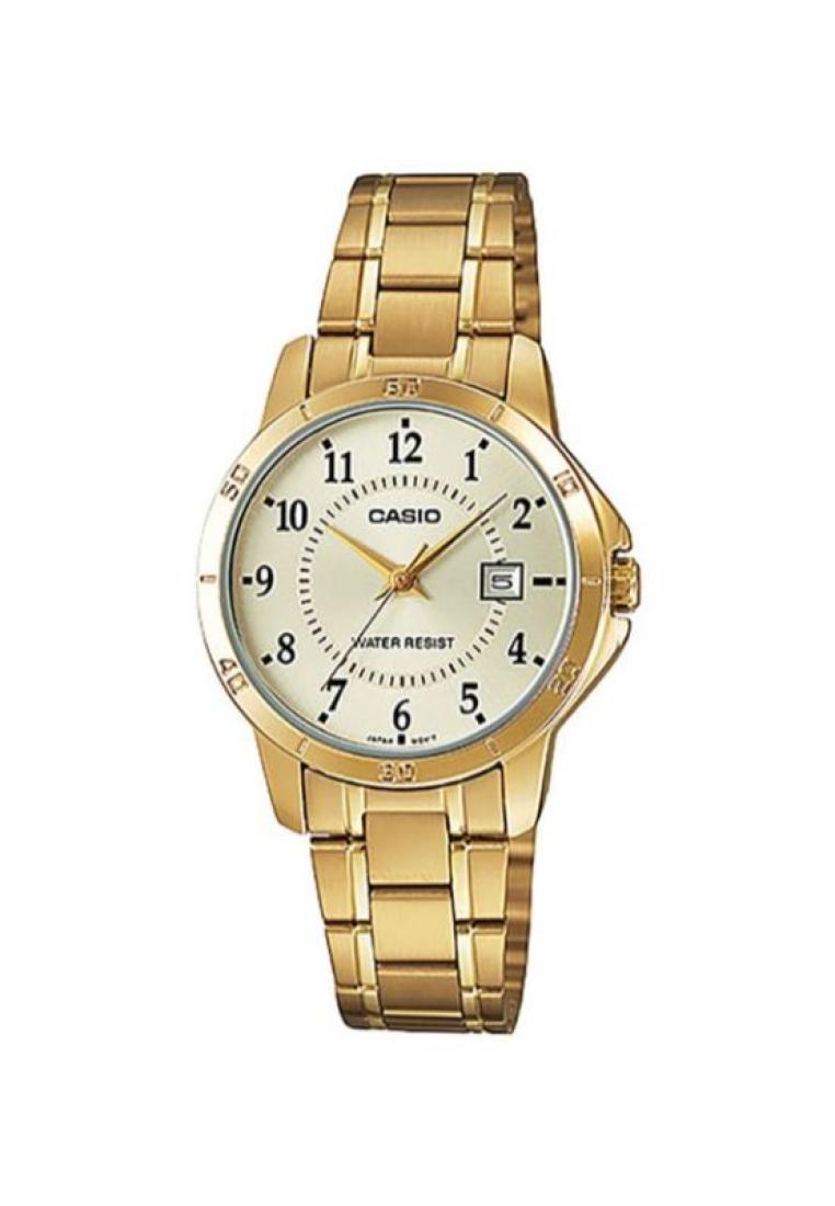 Casio Women's Analog LTP-V004G-9B Stainless Steel Band Gold Watch