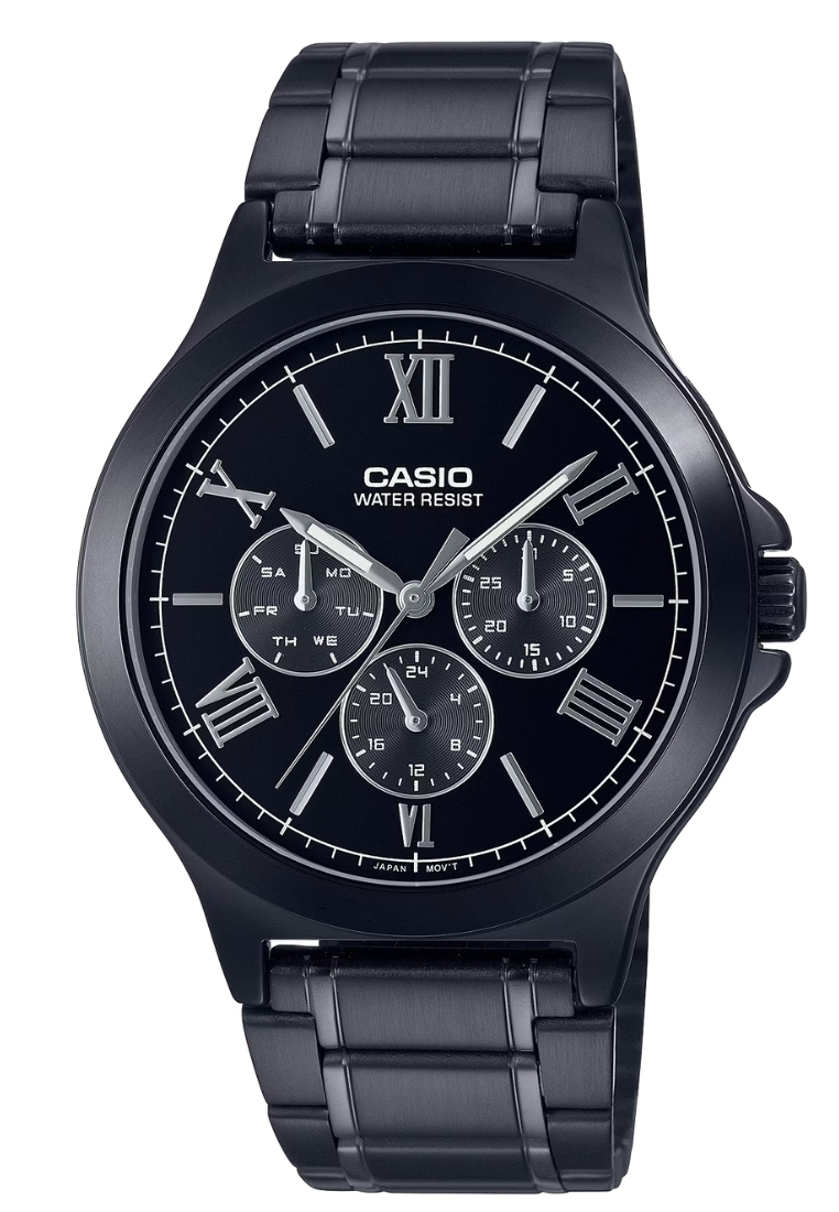 Casio 指針三眼計時不鏽鋼錶帶 (MTP-V300B-1A)