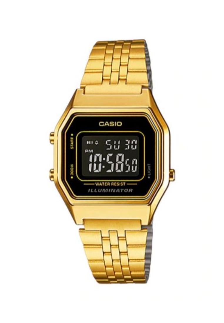 Casio Women's Vintage LA680WGA-1BDF Digital Watch Gold Stainless Steel Band Watch for ladies