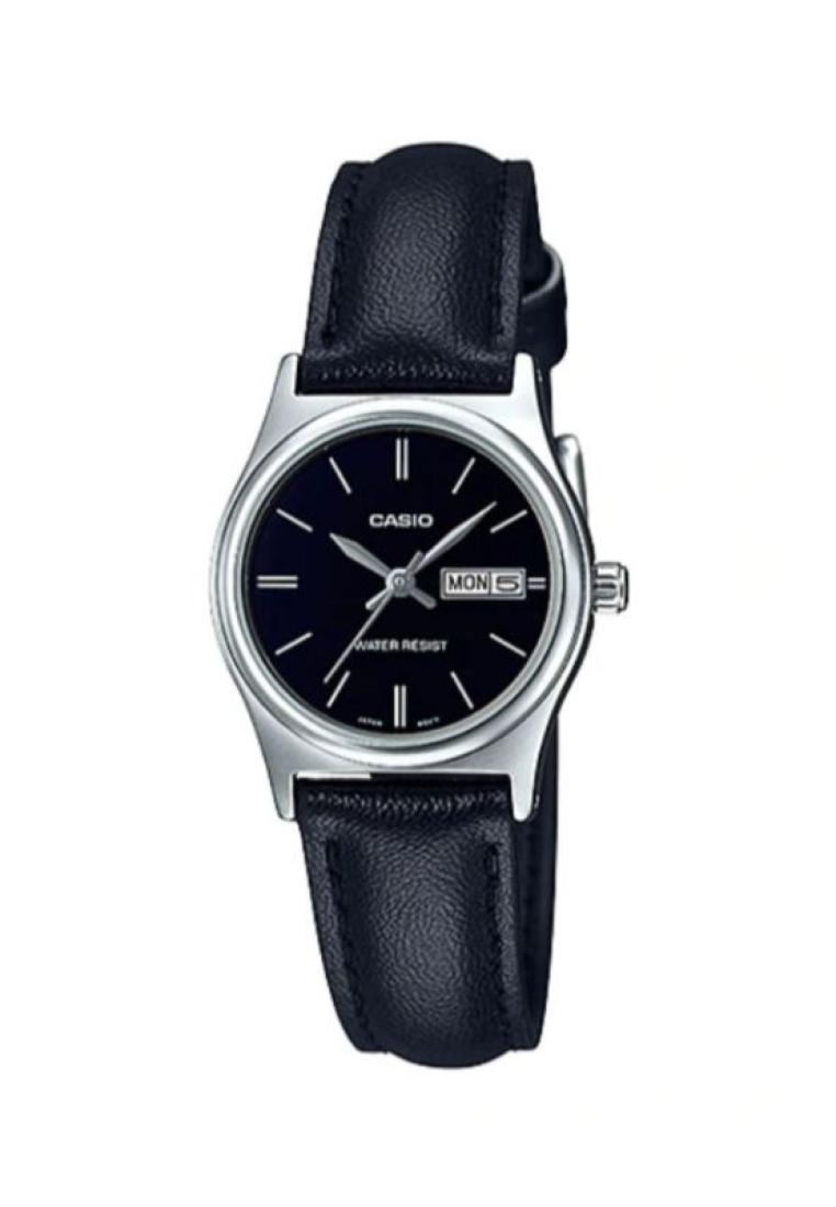 Casio Women's Quartz Watch LTP-V006L-1B2 Black Leather Band Ladies Watch