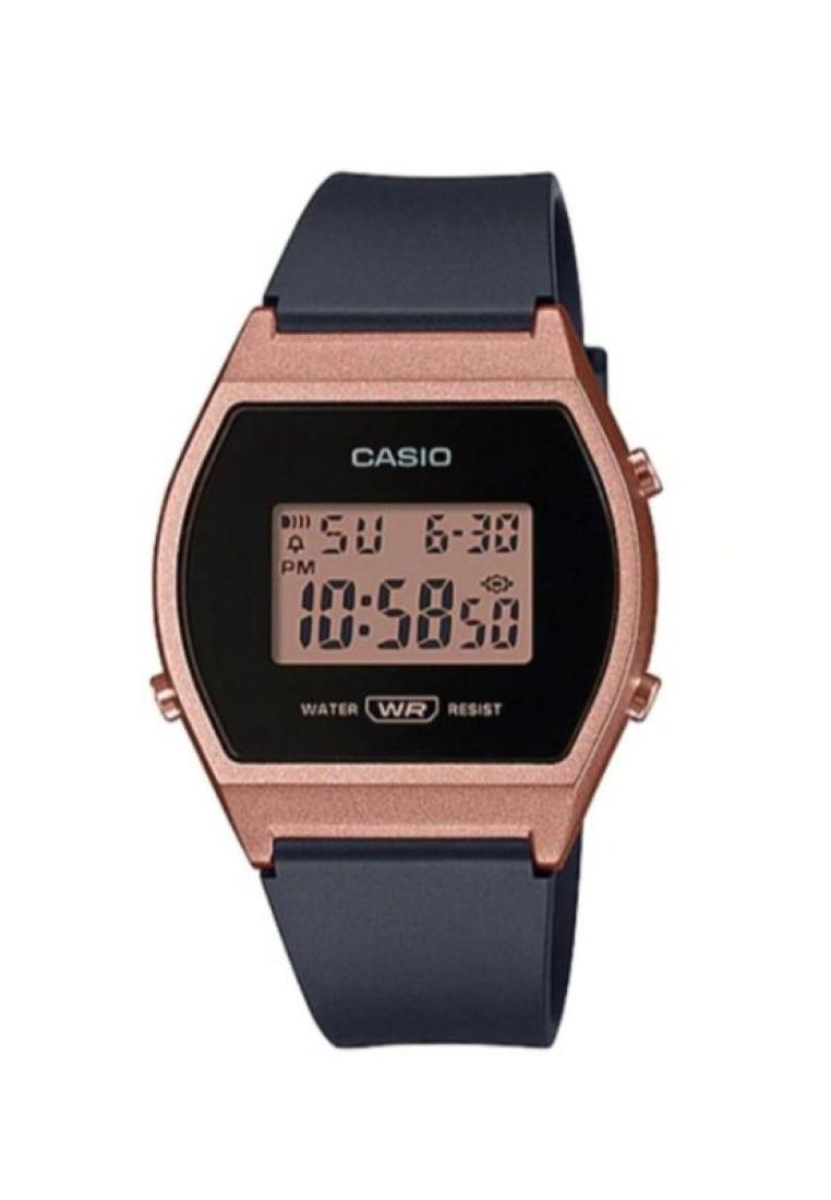 Casio Women's Digital Watch LW-204-1B Rose Gold Dial with Black Resin Band Ladies Watch