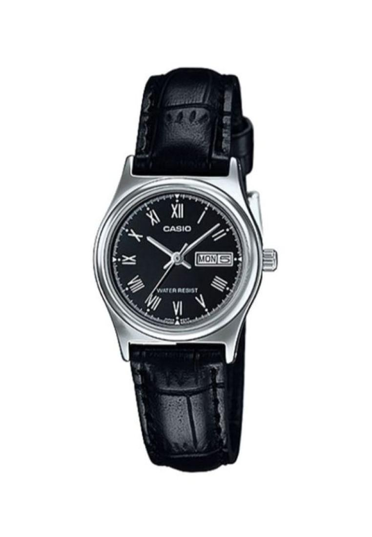 CASIO Casio Women's Analog Watch LTP-V006L-1B Black Leather Watch