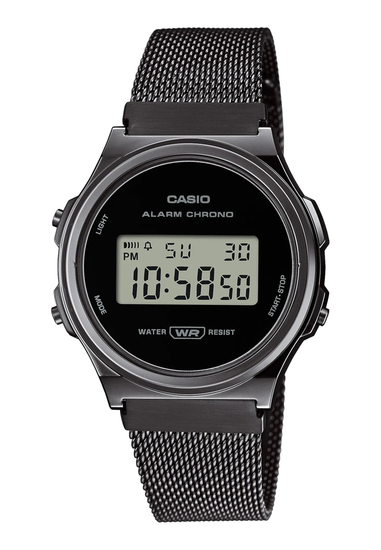 Casio Digital Stainless Steel Mesh Watch (A171WEMB-1A)