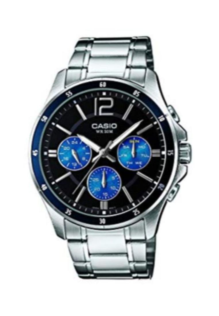 Casio Watches Casio Men's Analog MTP-1374D-2AV Stainless Steel Band Casual Watch
