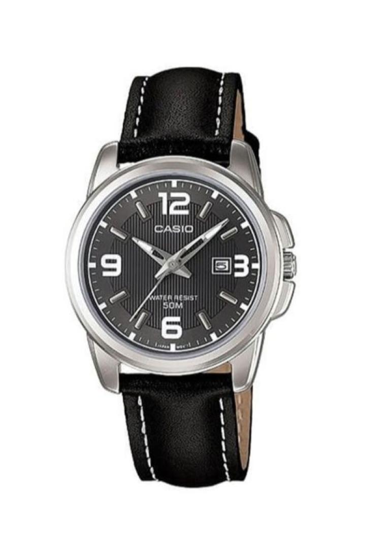 Casio Watches Casio Women's Analog Watch LTP-1314L-8AV Black Genuine Leather Band Watch for ladies