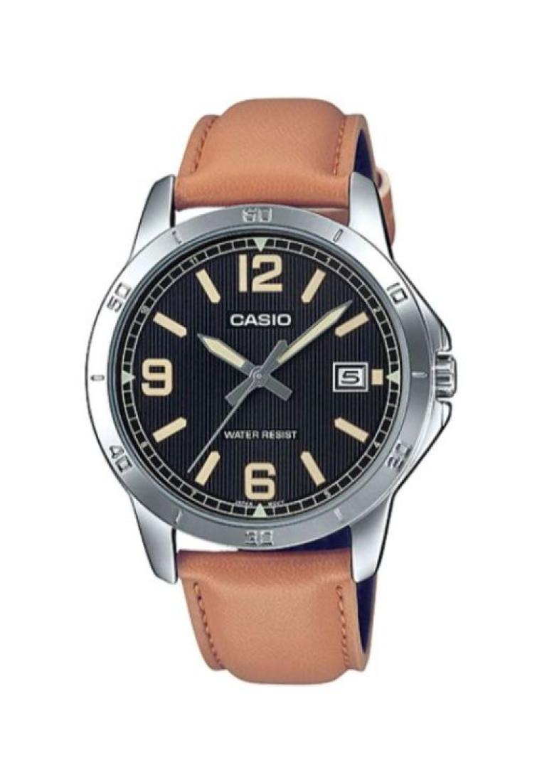 Casio Watches Casio Men's Analog Watch MTP-V004L-1B2 Brown Leather Band Watch for Men