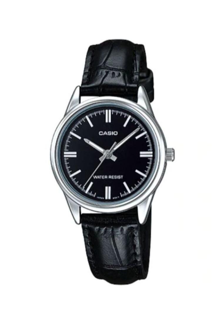 Casio Watches Casio Women's Analog Watch LTP-V005L-1A Black Leather Strap Watch