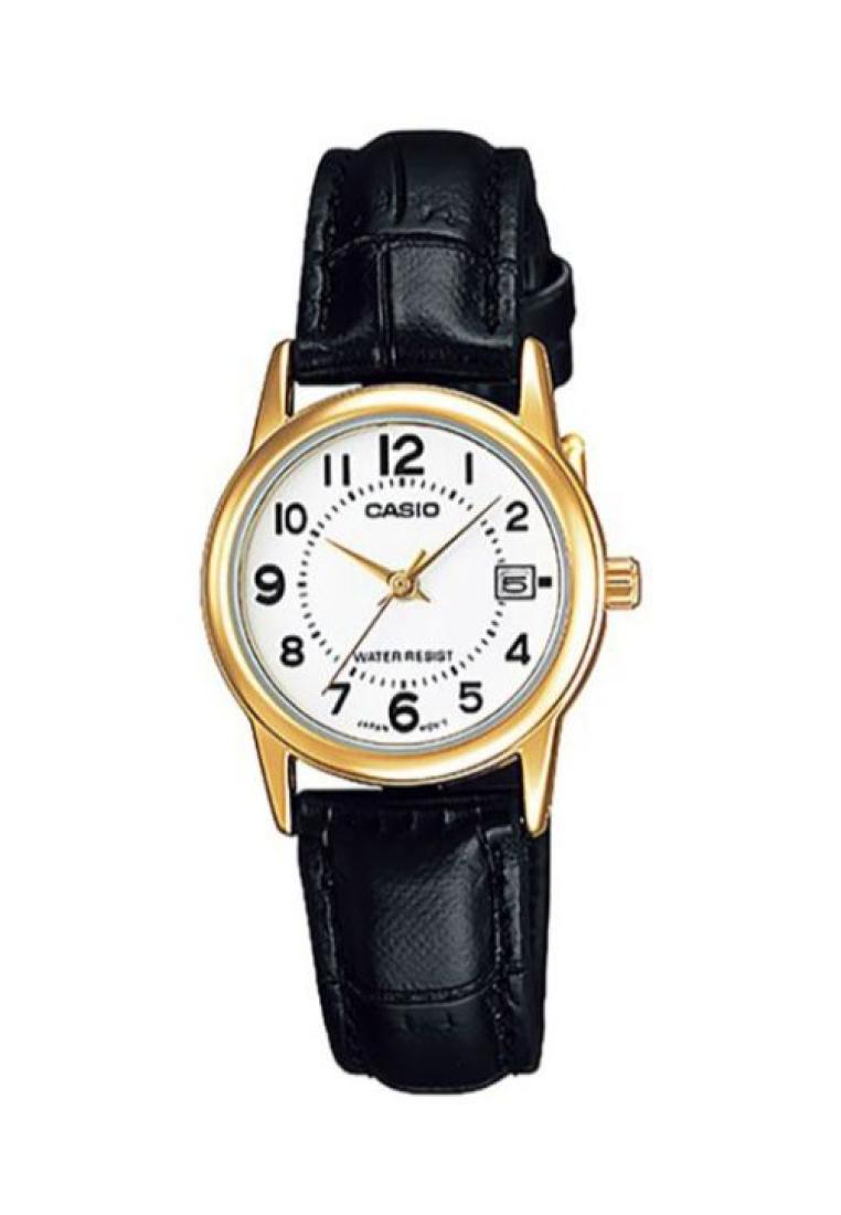 Casio Watches Casio Women's Analog LTP-V002GL-7B Gold tone Brown Leather Watch