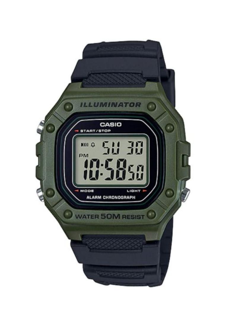 Casio Watches Casio Men's Digital Watch W-218H-3AV Army Green dial with Black Resin Band Watch for men