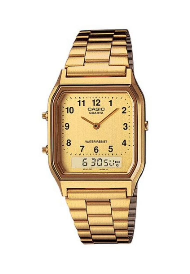 Casio Watches Casio Men's Analog-Digital Watch AQ-230GA-9B Stainless Steel Band Gold Watch
