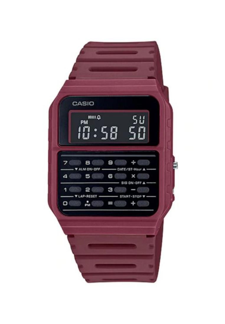 Casio Watches Casio Men's Data bank CA-53WF-4B Red Resin Band Calculator Watch