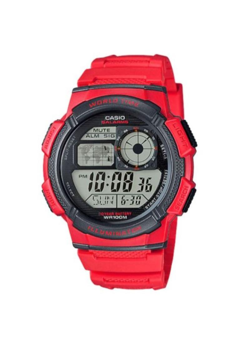 Casio Watches Casio Men's Digital Watch AE-1000W-4AV Red Resin Band Men Sports Watch