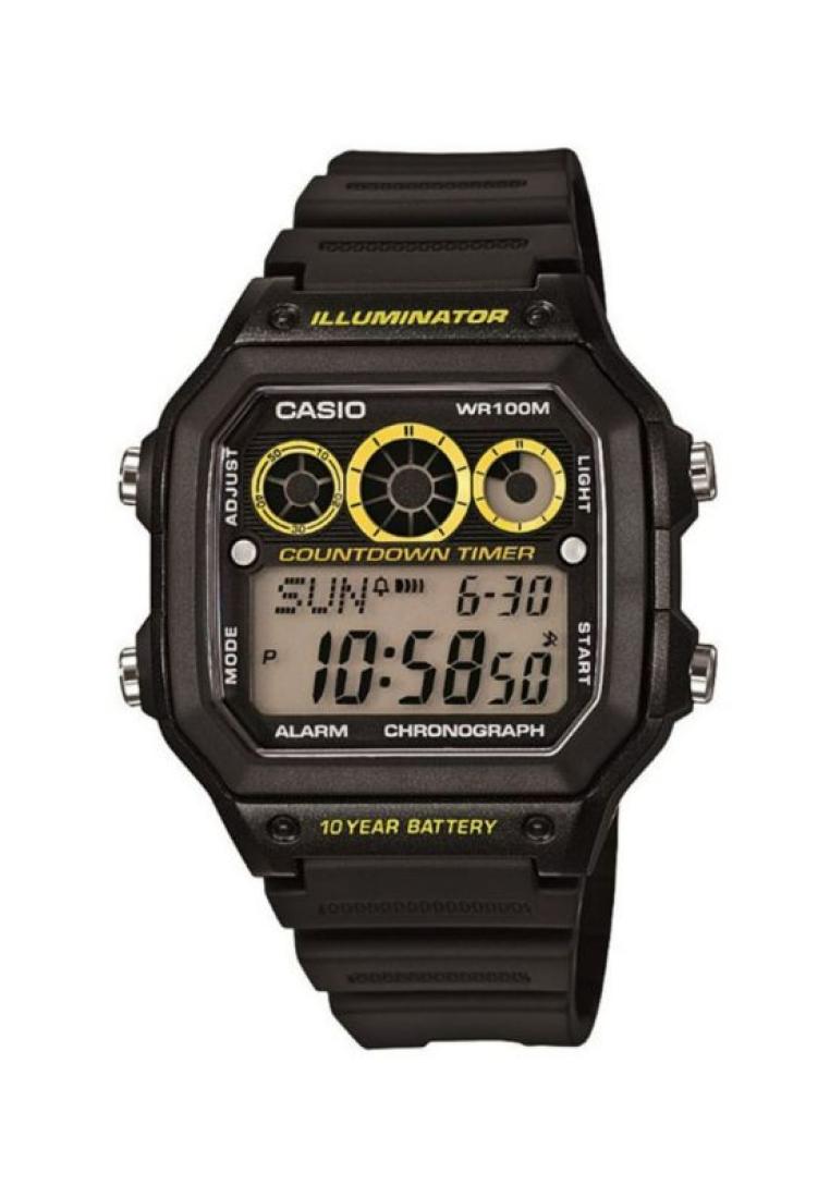 Casio Watches Casio Men's Digital Watch AE-1300WH-1AV Black Resin Band Watch for Men