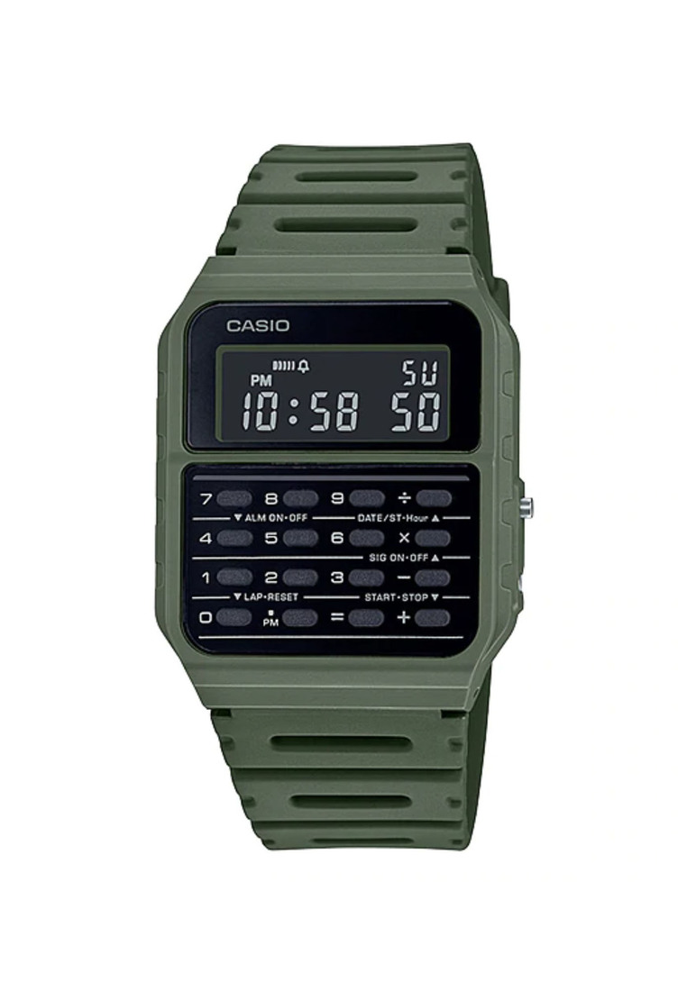 Casio Watches Casio Men's Data bank CA-53WF-3B Army Green Resin Band Calculator Watch